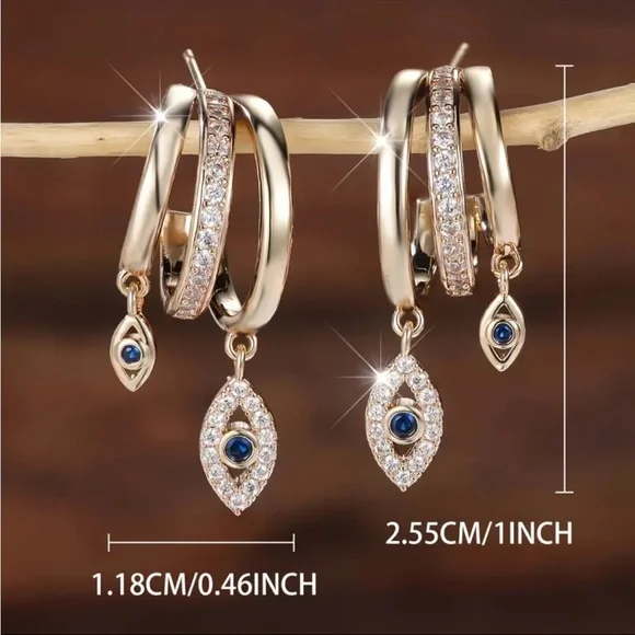 🧿EVIL EYE EARRINGS-NWT - Picture 3 of 4